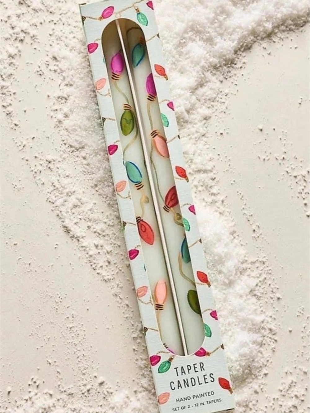 Hand-Painted White & Multicolor Taper Candles